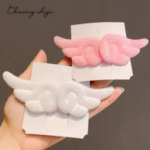 2pcs Angel Wings Super Cute Angel Wing Plush Hairpin Girl Hair Clip Accessories Barrettes Hairgrip Headdress Headwear Hairclip